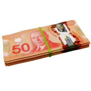 Canadian money in a bag